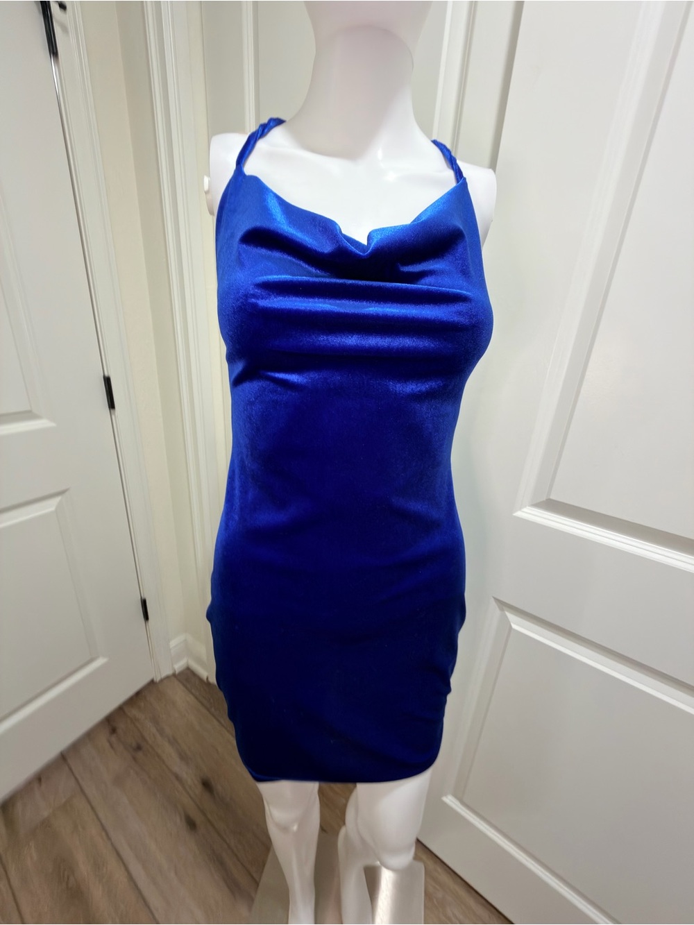 SHEIN Royal Blue Cowl Neck Mini Dress